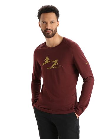 Espresso Men's Icebreaker Merino 200 Oasis Long Sleeve Crewe Last Run Base Layers | USA 1339EBCX